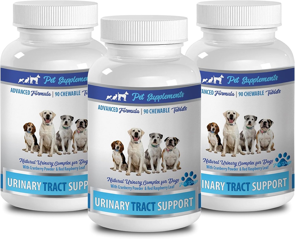 Anjing kandung kemih ginjal - anjing anjing pengusir URINARY SUPPORT - Natural CRANBERRY SOLUSI - BLADDER HEALTH - VET RECOMMED - bubuk tambahan cranberry anjing - 3 Botol (270 Trets)