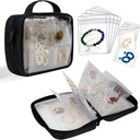 Travel Jewelry Organizer Case Transparent Jewelry Storage Book Binder Bag for Earrings, Rings, Necklace, Brackets, Black