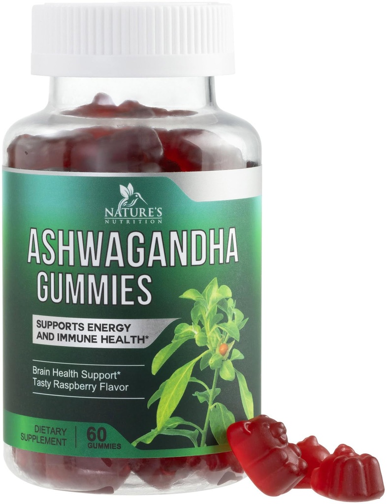 Ashwagandha Gummies 30: 1 Ekstraksi dari 3000mg - Vegan, Plant Based, Non-GMO, Gluten- Free & Gelatin Free, Ashwagandha Suplemen & Men, Natural Calm, Relaxation, & Imune Dupport, 60 Gummies