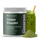 Super Greens Powder dengan Matcha for Digetical & Gut Health - 25 Organic Superfood with Propocures, Prestics, Enzymes & Sea Moss - Vegan Superfood Pounder for Bloating & Regularitas - 30 Servis