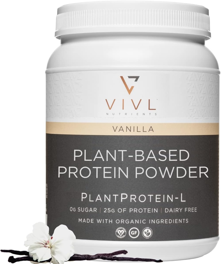Pembangkit Protein Vanila, Vegan, Organik, Tanpa Dairy, Tanpa Gula, Tanpa Gluten, Keto, Carb Rendah, Pembersih Ingrelasi, Fodmap rendah, untuk Pria & Perempuan, 25g, 27 Pelayan, 33oz