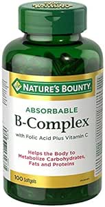 Nature 's Bounty Absorbable B-Complex with Folic Acid Plus Vitamin C, 100 Softgels