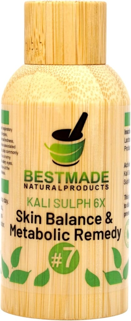 Bestmade Natural Products Kali Sulph 6X - Skin Balance & Metabolic Dukungan, Gunakan untuk Pimples, Dry Skin, Runny Nose, Sneezing & Overall Seasonal Wellness, 350 Pellets