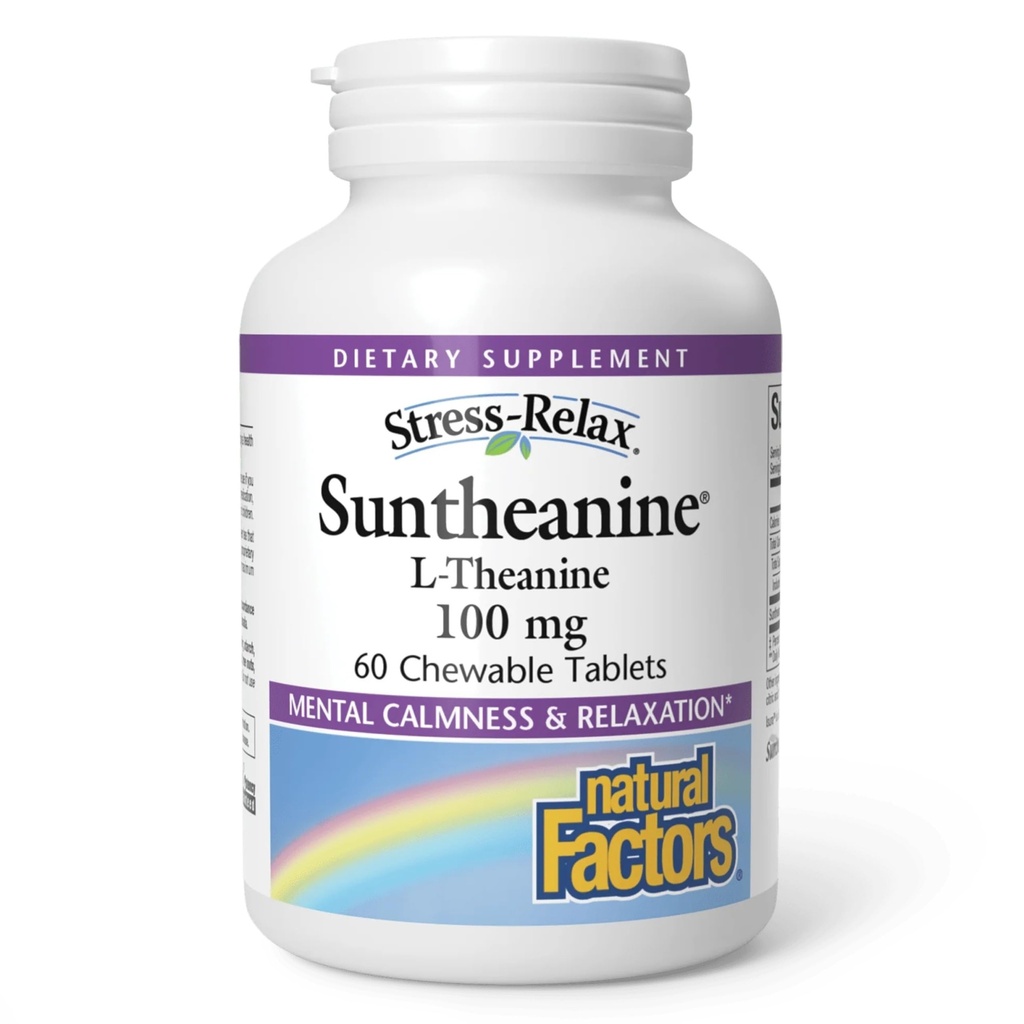 Faktor Alam Suntheanine L- Theanine 100 mg - Suplemen Kesehatan untuk Calm Outlook - L- Theanine Support Relaxing Sleep & Aids Against Drowsiness - 60 Chewable Tablet (30 Pelayan)