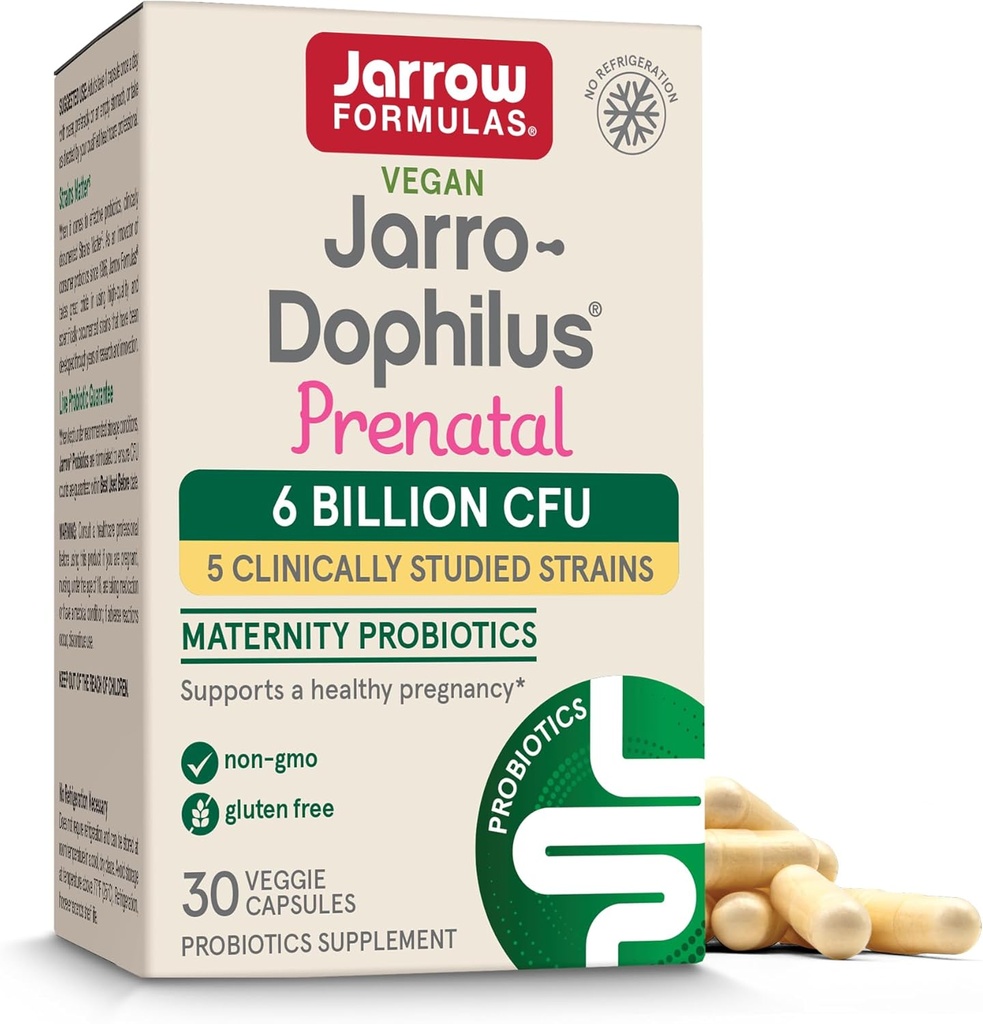 Jarrow Formulas ® Jarro- Dophilus ® Prenatal Provinsi untuk Perempuan, 6 Milyar CFU, Menyediakan Kehamilan Sehat, 30 Veggie Capsules, 30 Hari Supply