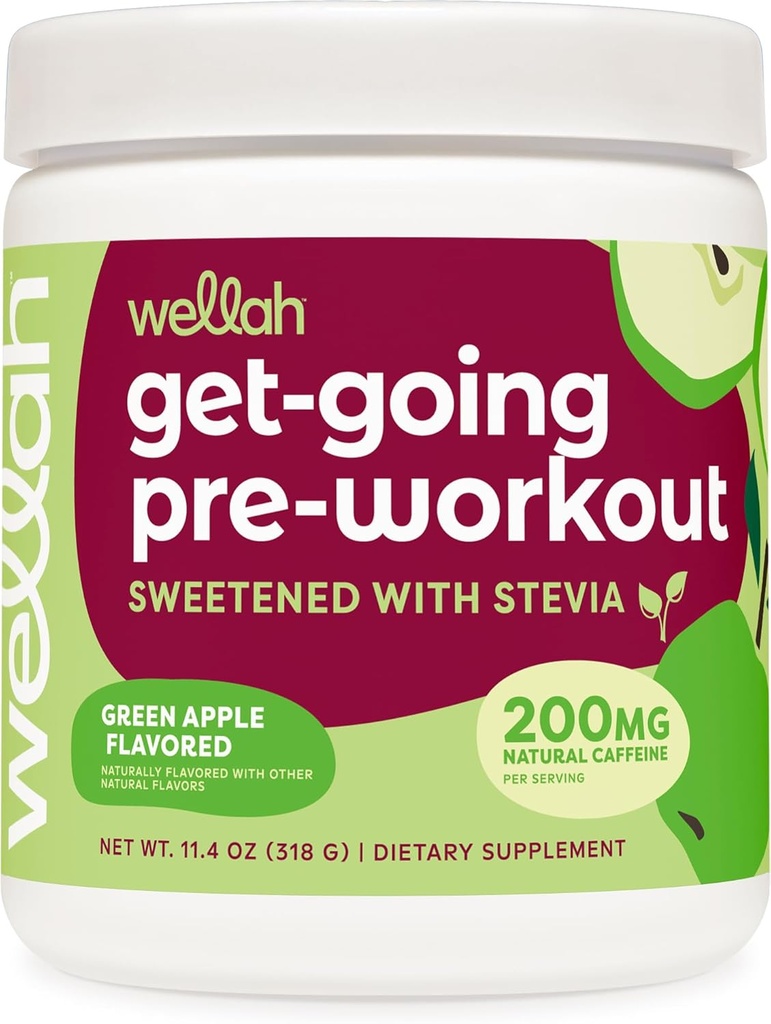 Wellah Get- Going Pre- Workout Minum Mix (Green Apple Flavored, 30 Hamba)