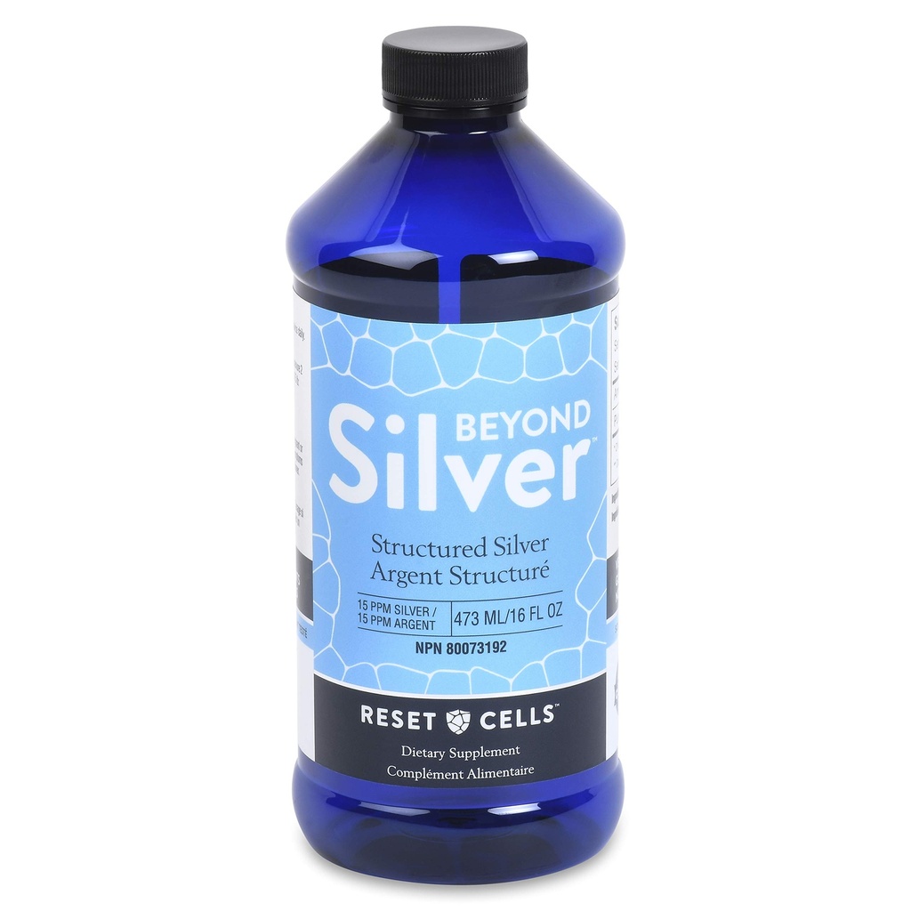 Beyond Silver Structured Silver Solution - 15ppp - 16oz - Pure Colloidal Silver Liquid for Imune Support - Alkali Silver Water Dietary Supplemen Air Perak