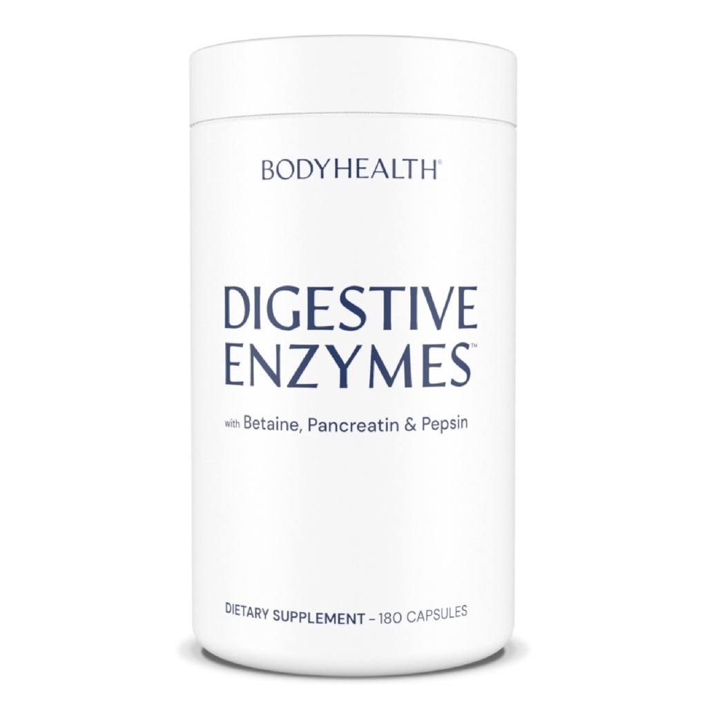 BodyHealth Digetical Enzymes Full Spectrum Digeptical Duption (180 caps), Betaine, Pepsin, Pancreatin BPP Dipenuhi dengan Enzymes dan Progration, Bantuan untuk Bloating Perut, Heartburn, Gas, Sembelit