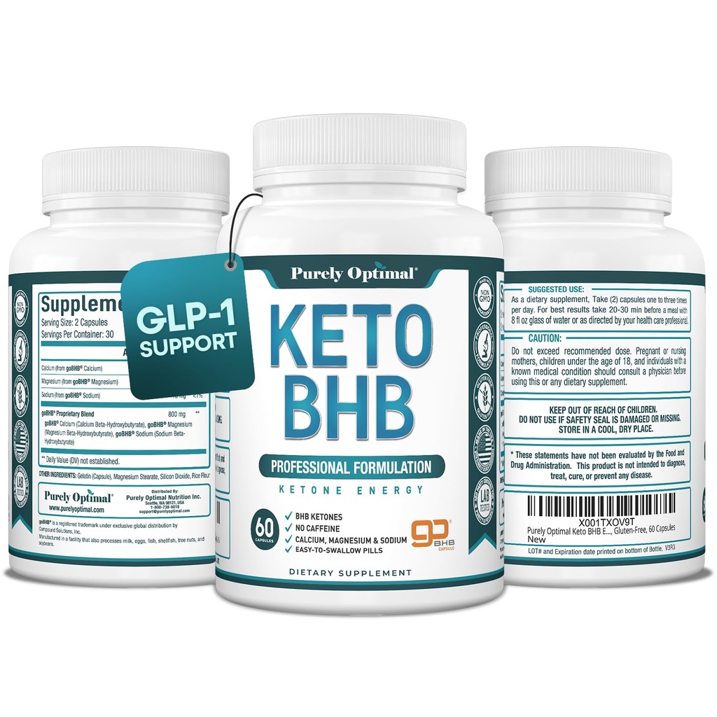 Pinjaman Optimal Keto BHB Capsules - Pil Ketone Exogenous untuk Dukungan Ketosis, Energi Diterima, Fokus & Metabolisme - untuk Perempuan & Pria, 60 Katup