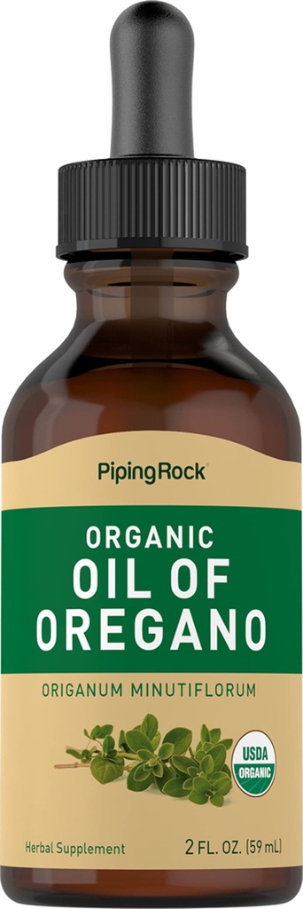 Piping Rock Oil of Oregano Organic Liquid Drops 12.4; 2 fl oz 124; dengan Ekstra Virgin Olive Oil 124; Herbal Ekstrak Suplemen 126; Non-GMO, Gluten Bebas