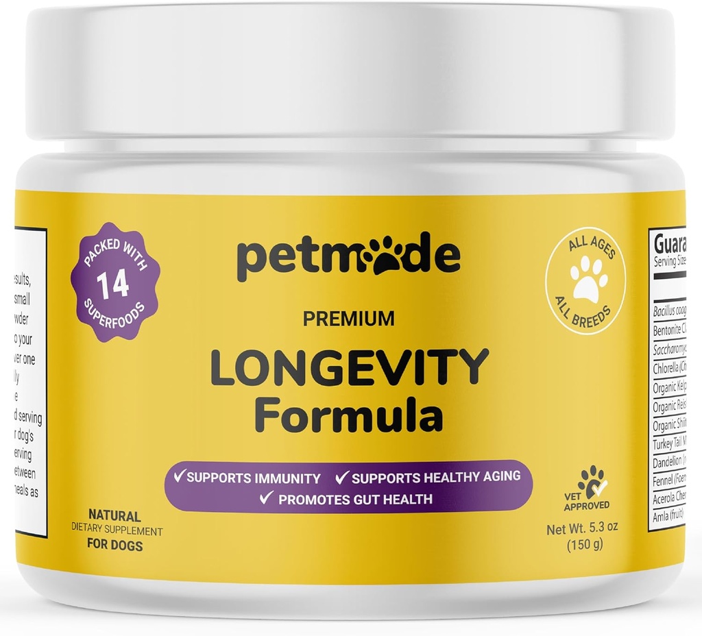 Turkey Tail Mushroom for Dogs - Dog Vitamin and Suplemen - Pregities & Progrees for Longevity, Ammune Support & Diverhable - with Chlorella, Dandelion Root, Vitamin E & more- 5 Oz