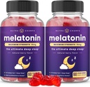 NutraChamps (Paket 2 Melonalin Gummies untuk Orang Dewasa, Tambahan Bantuan Tidur Vitamin, 5mg atau 10mg Dose, Vegan Strawberry Natural Flavor Supplemen Lebih Baik Tidur, 120 Gummies