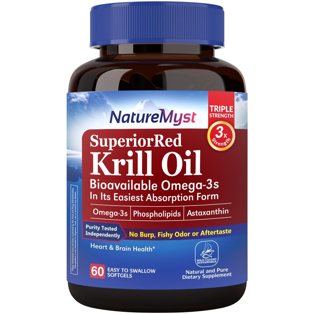Krill Oil 1000 mg Softgeels, Krill Oil Omega-3s, EPA, DHA, Astaxanthin & Phospholipids, 60 Count (Paket 1), Non-GMO, No Gluten, Made in USA