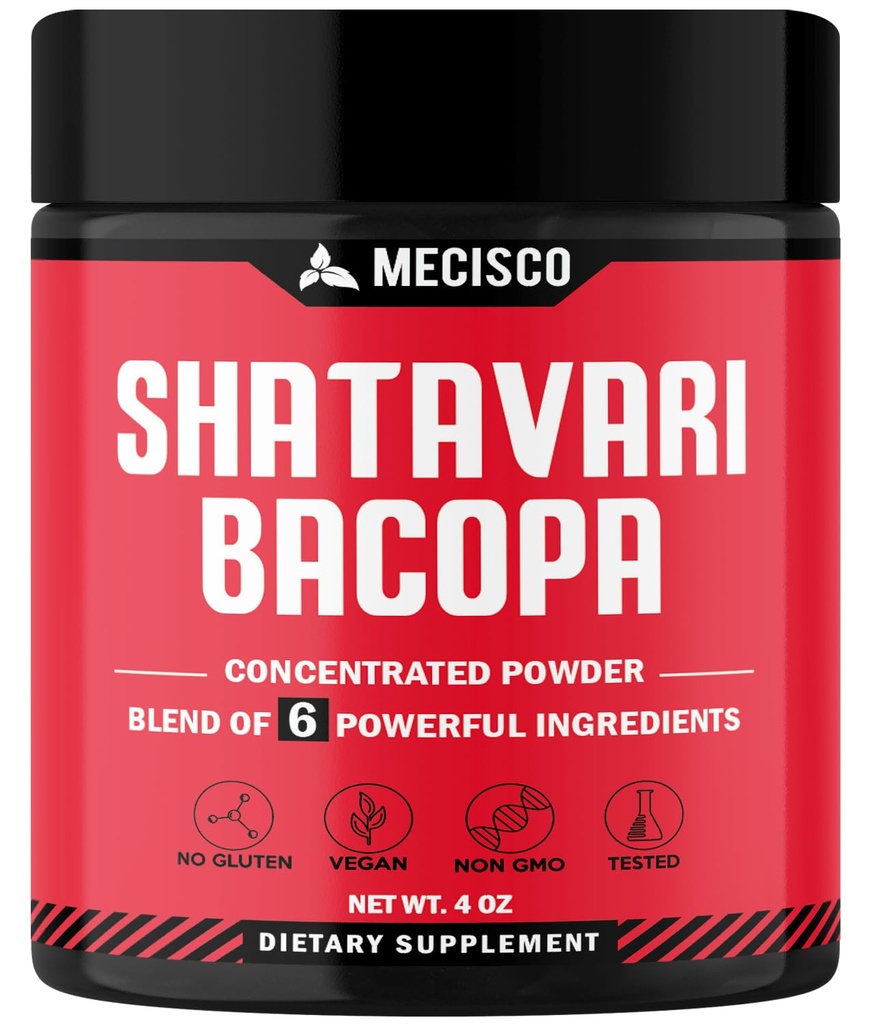 6in1 Shatavari Powder Organic - Dicampur dengan Shatavari Root, Bacopa Monnieri, Ashwagandha Root, Vitex Berry, Fenugreek & Black Pepper - Pendukung Perembangan, Promope Energi & Vitalitas - 4 Oz