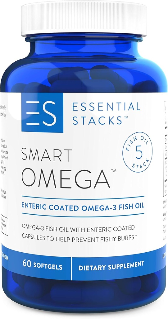 Smart Omega 3 - Burpless Fish Oil - 1400mg EPA DHA Per Serving, Entertaic Coated (60 Kapsul)