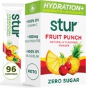 Stur Electrolytes Powder Hydration Paxkets 124; Fruit Pulse 124; Sugar Free Water Flavor Packets for Workout Recout 124; High Antioksidants & B Vitamin 126; Keto, Vegan, Non-GMO, Paleo, 96 Pacets