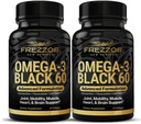 FREZZOR Omega 3 Black for Joint Care & Comfort - New Zealand Green Lipped Mussel Oil Capsules; 53x Higher Potency with UAF1000 + Super Antioksidant, No Fishy Aftertaste, 60 Count (Paket 2)