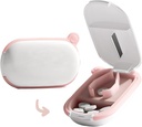 MURRI & MURRDI Pemotong Pil Kecil dan Penyelenggara untuk Pil Kecil atau Besar, Obat Portabel Pemotong untuk Pocket Purse, Pill Holder Cutter untuk Vitamin, Tablet, Obat-obatan, Pink