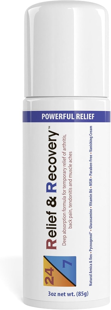 Relief & Recovery Pain Relief Roll On - 3 Ounce - Muscle Pain Relief Cream, Relief Pain Gain, Relief Bursitis, Sciatica Pain Relief, Relief Pain Feet, Relief Topical Pain