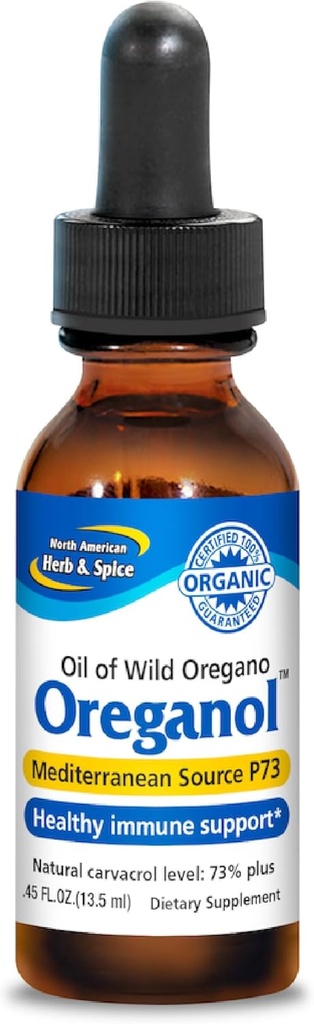 Utara AMERICAN HERB & SPICE Oreganol - 0.45 fs. oz. - tidak diproses, Wild, Organic Oregano Oil - Mediterania Source P73 - Non-GMO - 194 Servings