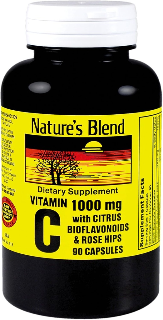 NAT B VIT C W / BIO & RH CP 100MG 90 oleh Nature 's Blend