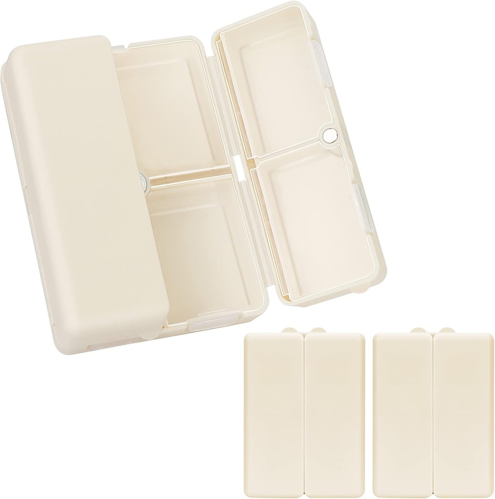 FYY Daily Pill Organizer, 2 Pcs 7 Comment Portable Pill Case Travel Organizer, [Folding Design] Pill Box for Purse Pocket to Hold Vitamins, Cod Liver Oil, Suplemen dan Medication- White