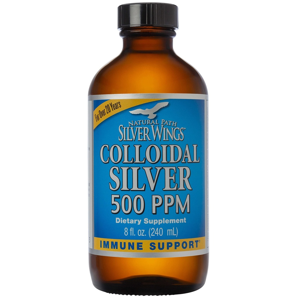 Jalur Alam Silver Wings Colloidal Silver 500ppp (2.500mcg) Dukungan Ammune Tambahan 8 F.