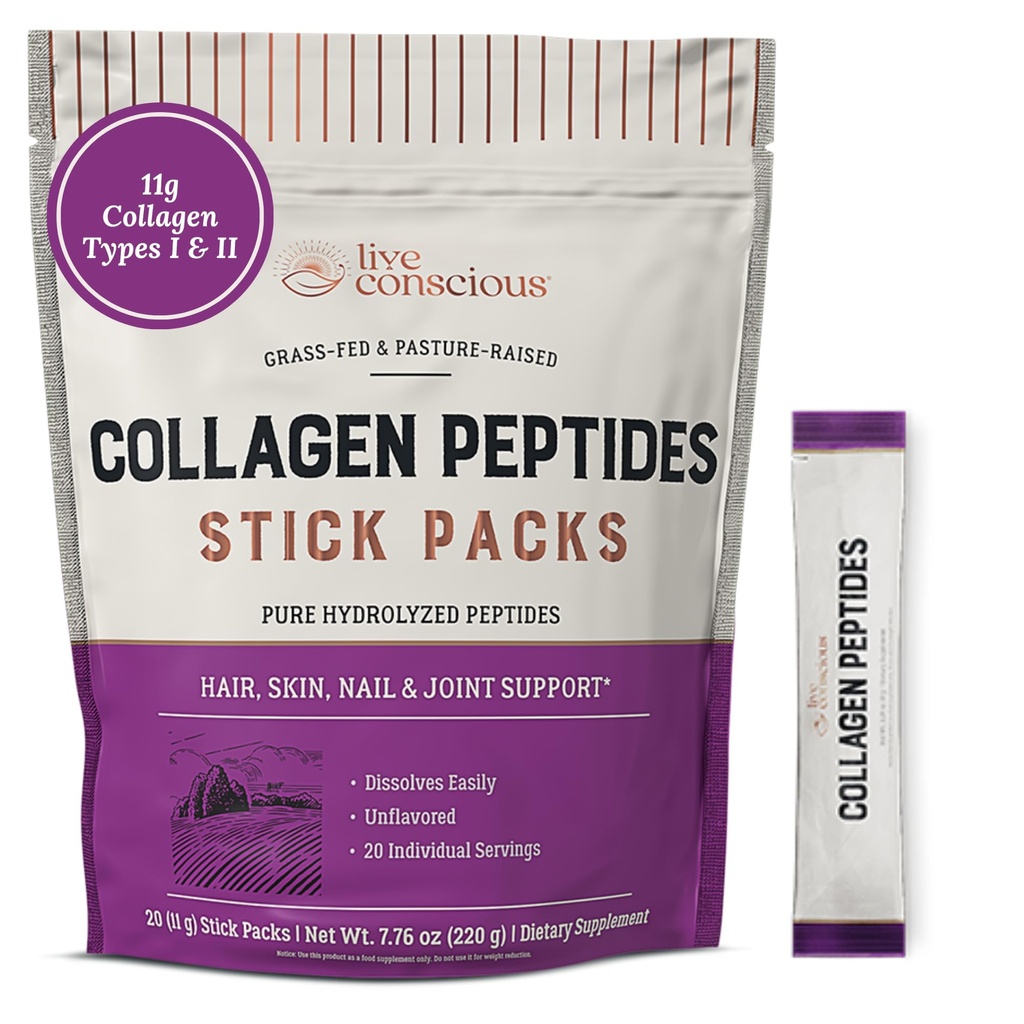 Powder Unfeageted Pawder Live Conscious Collagen Pawder Unfearored Paquents - Pawder Hydrolyzed - Rambut, Skin, Nail, & Gabungan Dukungan - Tipe I & III Gras- Fed Collagen Suplemen untuk Perempuan dan Pria - Paket 20