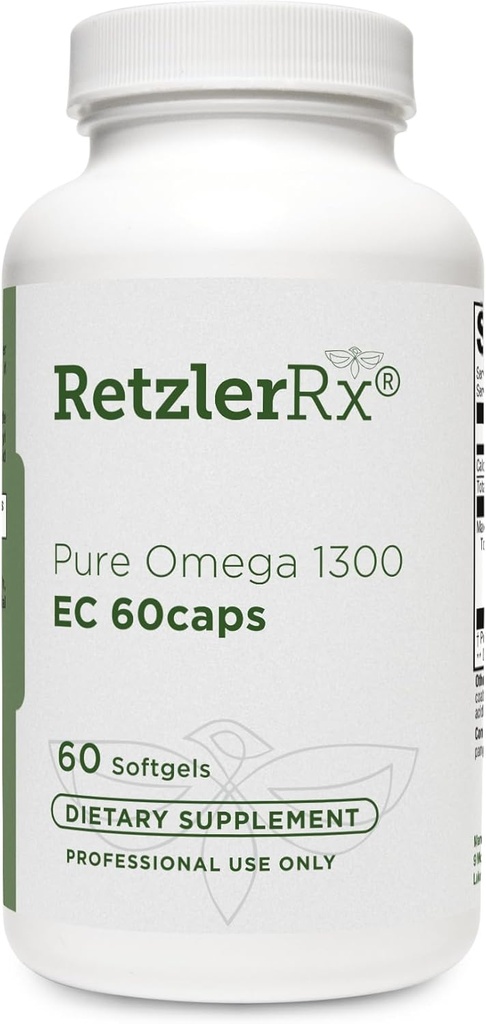 HormoneSynergy Omega 1300 EC Fish Oil Softgels - High- Power Omega 3 Suplemen dengan Enhanced Absorpsi - IFOS Verifikasi, Hienic Coated, 600mg EPA, 260mg DHA - 60 Count