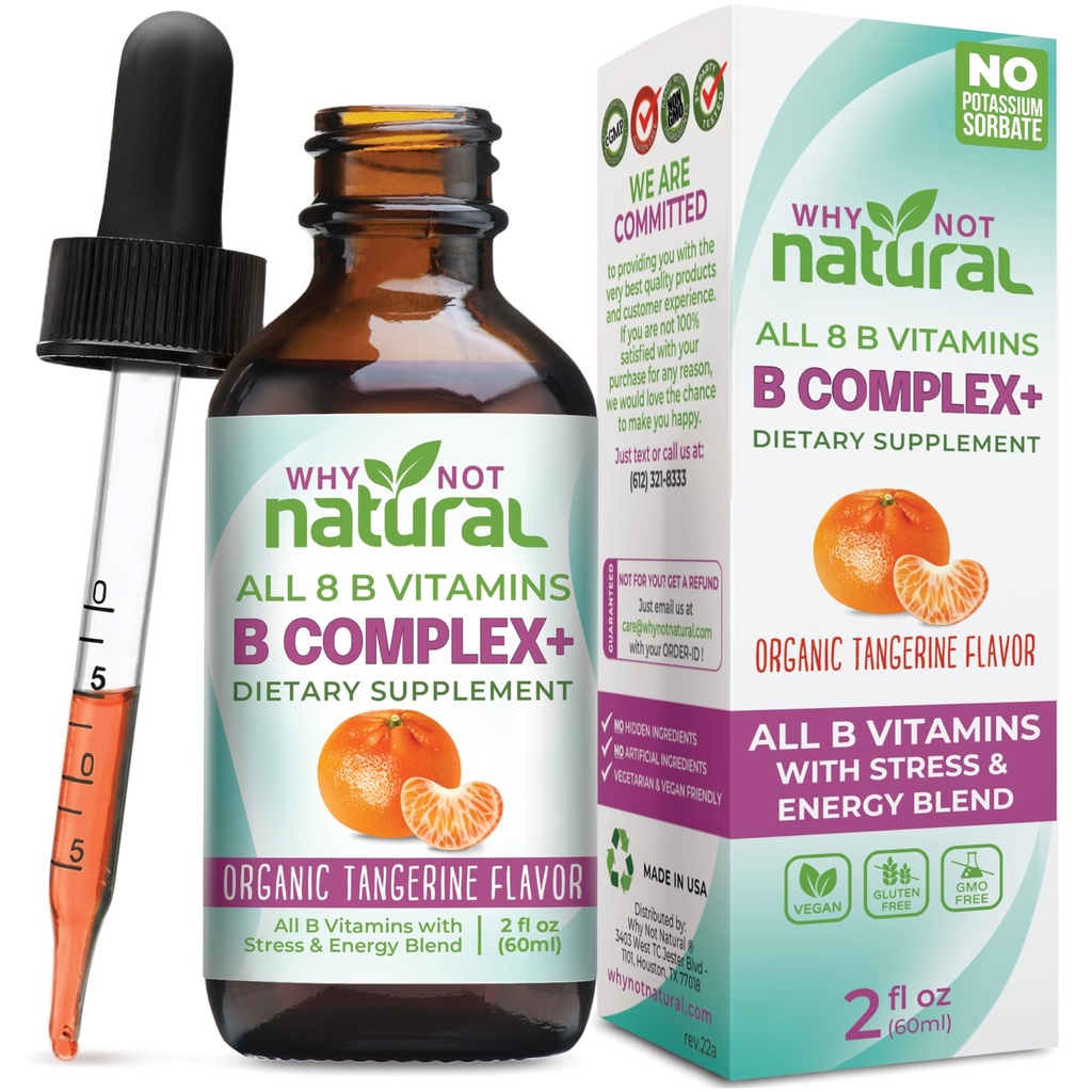 Mengapa Liquid Liquid Complex Vitamin B tidak alami - Peluncuran untuk Perempuan - Vegan dan Bentuk Sublingual B1 B2 B5 B6 Kegagalan dan Choline - ditambah Blend untuk Dukungan Energi