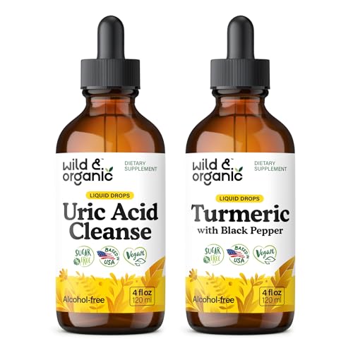 Wild & Organic Uric Acid Cleanse Tincture 4 flf oz & Turmeric Tincture 4 fl oz