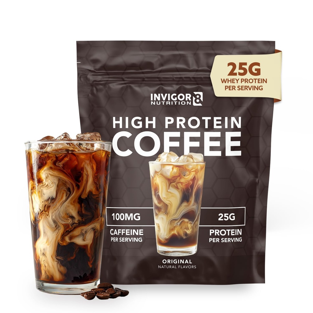 High Protein Powder INVIGOR8 25 Grams Whee Isolate100mg Natural Green Tea Caffeine 124; 0 Ditambahkan Sugar Keto Gluten Bebas 99.9% Laktosa Free 124; Panas atau Iced15 Servings 15 (17 OZ, Asli)