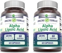 Amazing Formula Alpha Lipoic Acid 124; 600 Mg Per Serving Suplement 12.4; Capsules 14; Non-GMO 124; Gluten Free 124; Made in USA (60 14; 2 Pack)