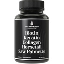 Biotin (5000mcg), Keratin, Collaten, Horse, Saw Palmetto - 5-in- 1 Pertumbuhan Rambut & Vitamin untuk Perempuan & Pria, DHT Blocker Kasules untuk Thinning - Rambut Tumbuh Vitamin