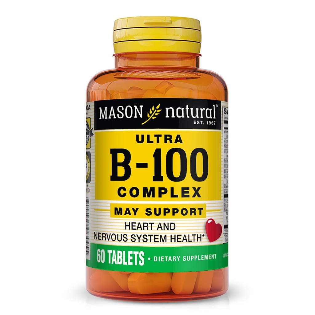 MASON NATURAL Ultra B, 100 Kompleks, 100, Day Supply, untuk dukungan Imune Normal dan Metabolisme Energi