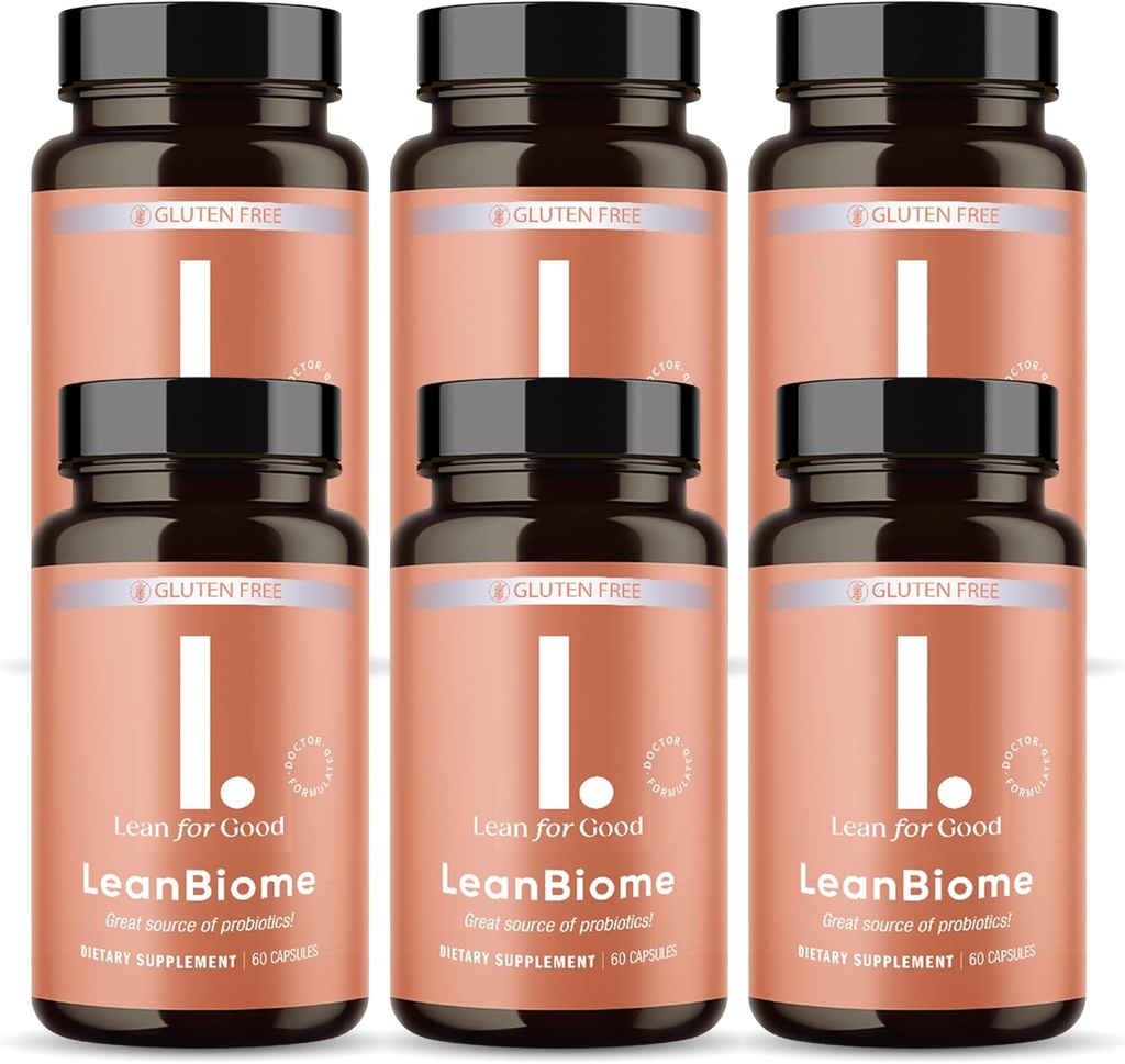 LeanBiome, 9- Strain Probiotic Formula Mula, Mendukung sebuah Microbiome Gut Balanced, Progold Gut Kuat dengan Phytoome Greenselect - 60 Kapsul, 6 Pack