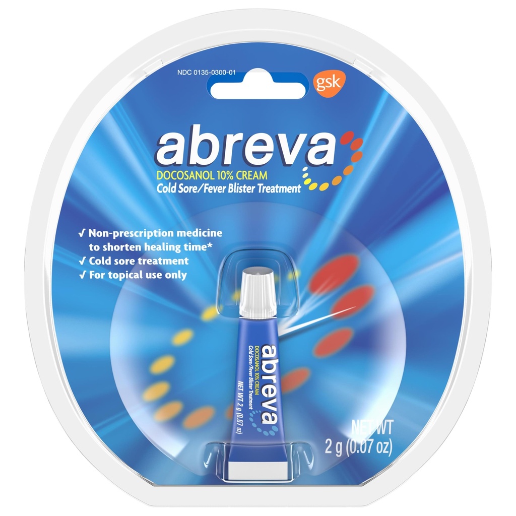 Abrewa Docosanol 10% Cream Tube, FDA Approved Treatment for Cold Sore / Fever Blister, 2 grams