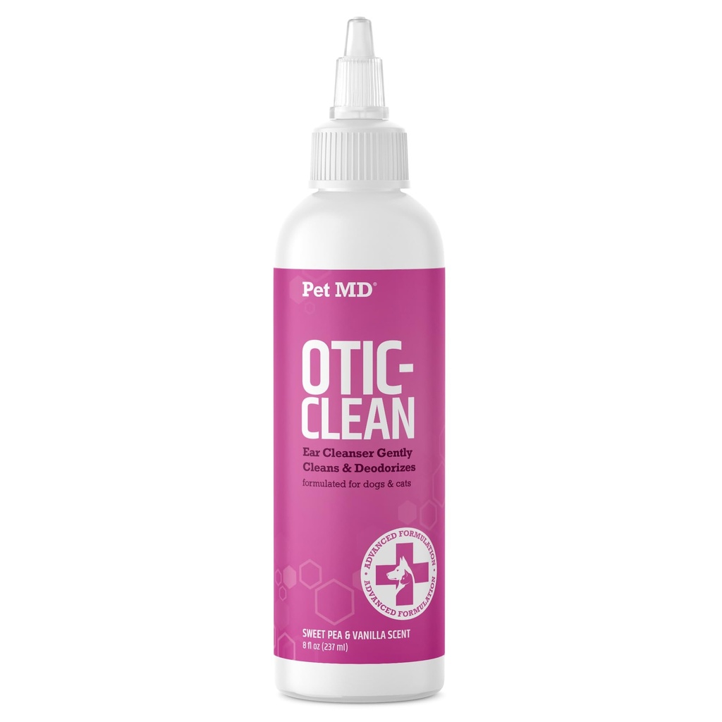Pet MD Otic Clean Dog Ear for Cats and Dogs - Effective Against Infections, Itching, and Controls Odor - 8 oz