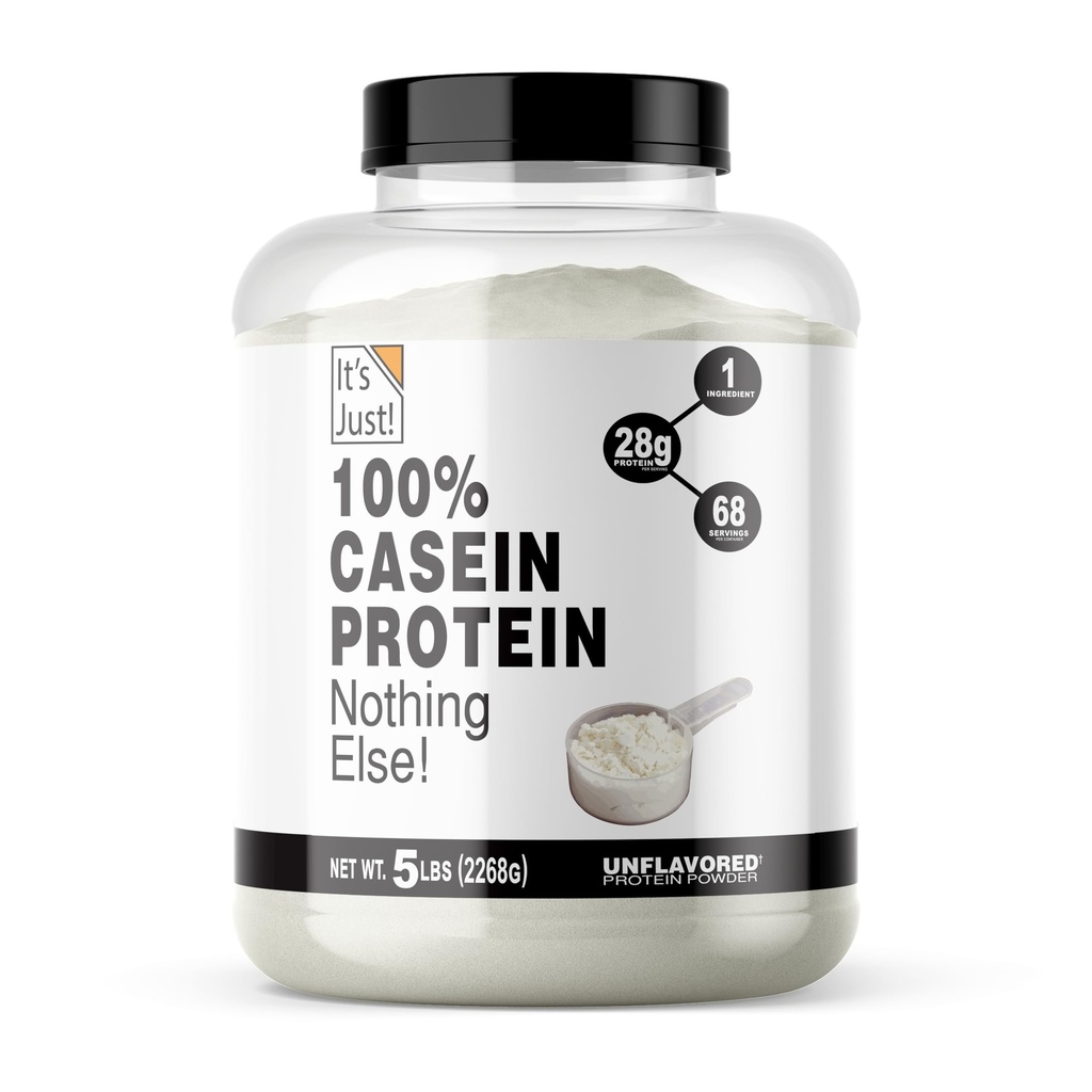 Hanya saja! - 100% Bedak Protein Casein, Dibuat di Amerika Serikat, Tidak Ditambahkan Flavors atau Sweeteners (Tak berselera, 5 Pound (Paket 1))