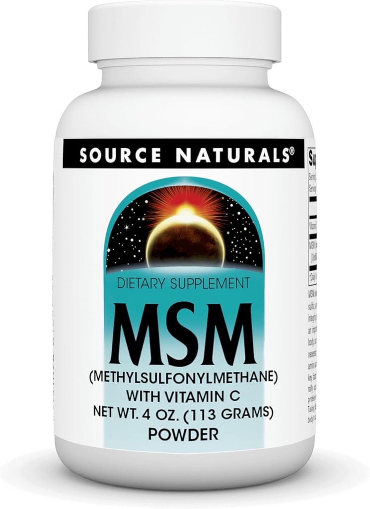Sumber MSM (Methylsulfonymetana) dengan Vitamin C - Powder, 4 Ounce