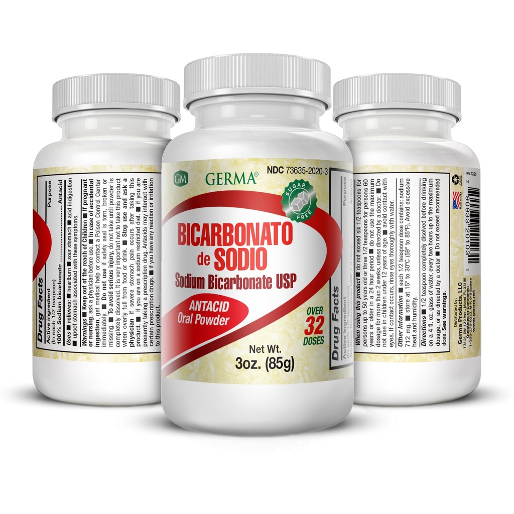 Sodium Bicarbonate USP 3oz Powder Bicarbonato de Soda 3-Pack