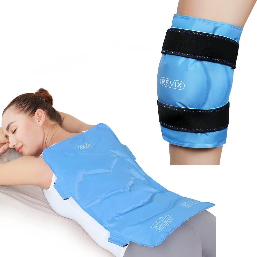 REVIX Full Back Ice Pack for Injuries Reusable Large Gel Ice Crap for Back Pain Relief and XL Knee Ice Bunch Around Entire Knee Setelah Operasi