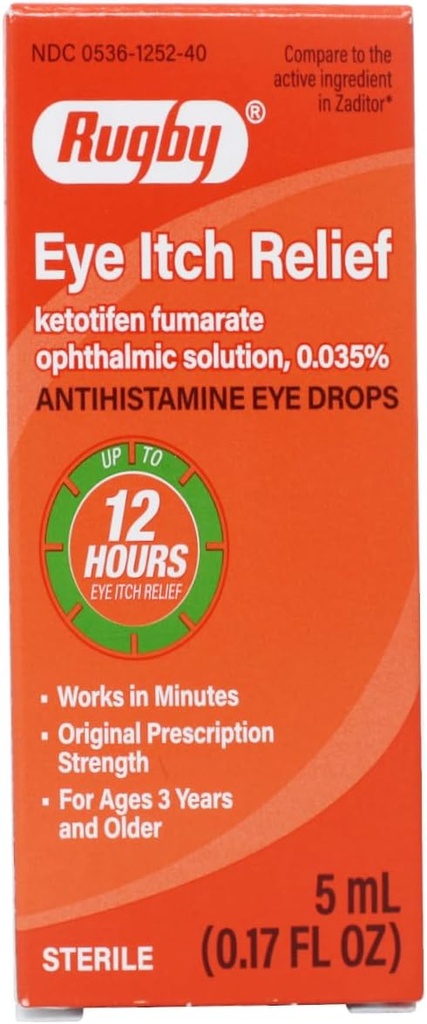 RUGBY LABORIES Eye Itch Relief Antihistamin Drops 0.17 Fl Oz