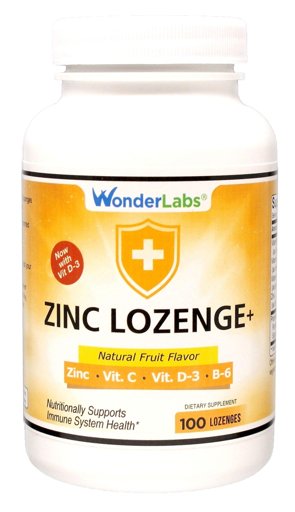 Wonder Laboratorium Zinc Lozenges dengan Vitamin C - Fruit Flavared, Healthy Ammune Dukung Lozenges dengan 25mg dari Zinc Supplemen Per Lozenge + 30mg dari Vitamin C - 100 Lozenges