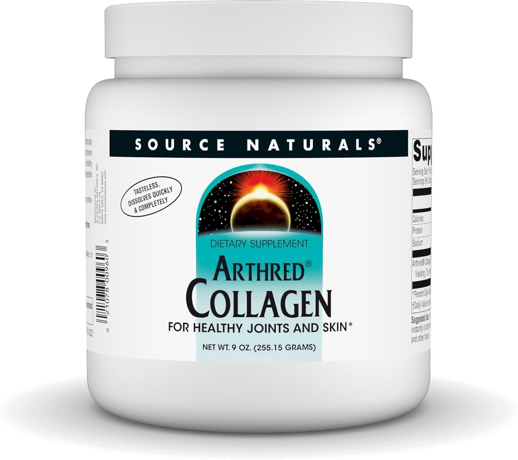 Sumber: Arthred Collagen Protein Powder - Unflashored Quick Dissolve Hydrolyzed Peptides - Dukungan Anti Aging Untuk Tulang, Gabungan & Skin Kesehatan - 9 oz (30 Hamba)