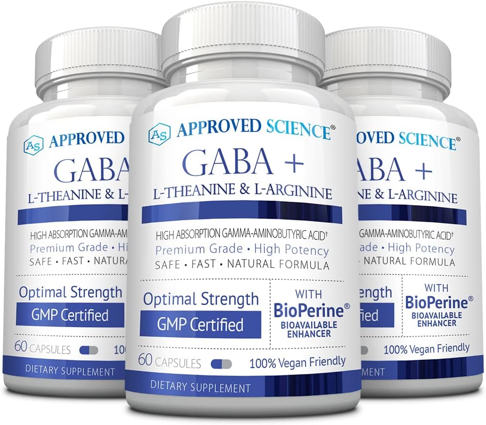 Disetujui Ilmu GABA + - Tenang Properal, Membuktikan Tidur, Boost Mood - GABA, L-Theanine, L-Arginine, Vitamin B6, BioPerine - Absorpsi Tinggi - 180 Capsules - Vegan