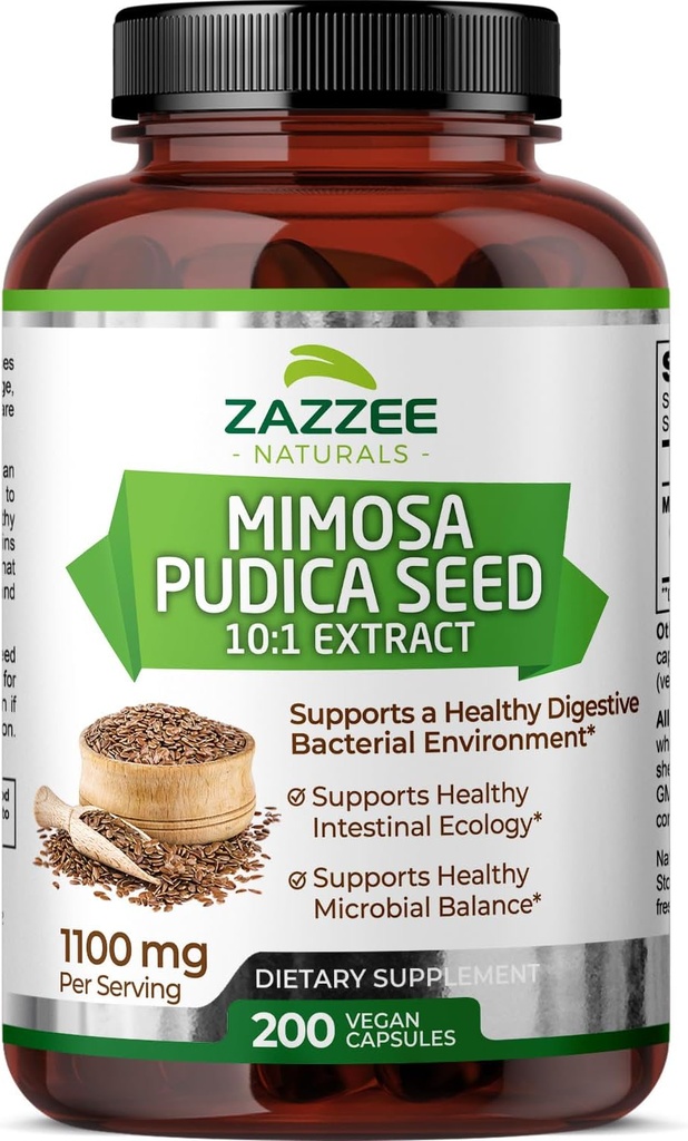 Zazzee Mimosa Pudica Seed 10: 1 Ekstraksi, 200 Vegan Capsules, 1100 mg, 3 + Bulan Supply, Mampu 10: 1 Ekstrak, Non-GMO dan All-Natural