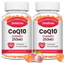 2 Pack CoQ10 Gummies, 5X Better Absorpsi Koenzim Q10 untuk Cellular Energy dan Antioksidant Dukungan, 120 Peach Gummi