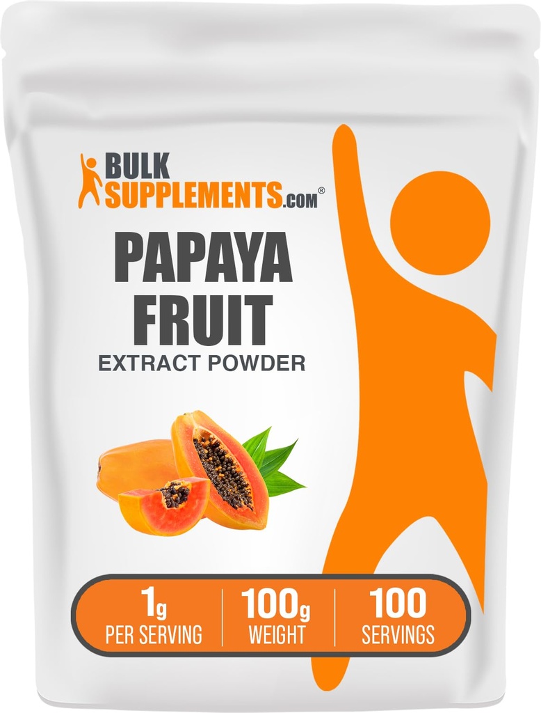 BulkSuplements.com Papaya Extract Powder - Papaya Extract, for Digetical Duption - Gluten Free, 1g per Serving, 100g (3.5 oz) (Paket 1)