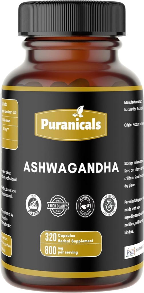 Ashwagandha Premium 320 Capsules Non GMO dan Gluten Free Explement 124; Herbal Suplemen 124; 800 mg Per Serving 124; Dibuat dengan 100% Murni Herb Ashwagandha Powder